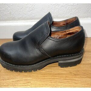 THOROGOOD Women's Black Steel Toe Slip On Chunky Heel Shoes 9M 504-6010 Leather